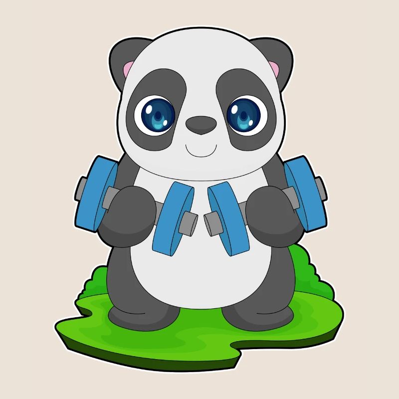Panda Bodybuilder Musculation avec haltères