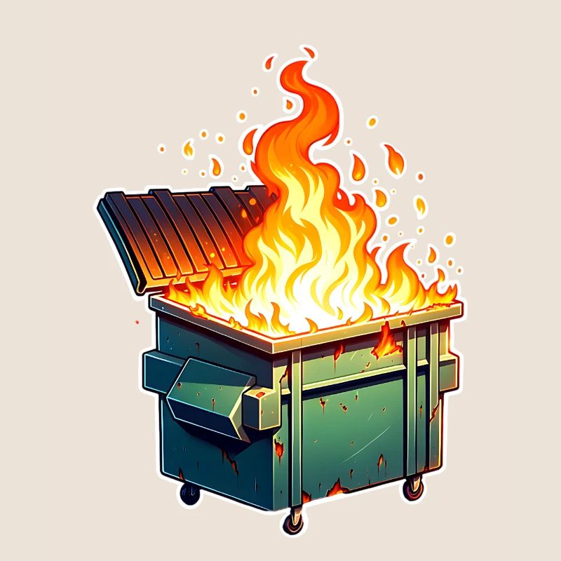 Burning garbage can