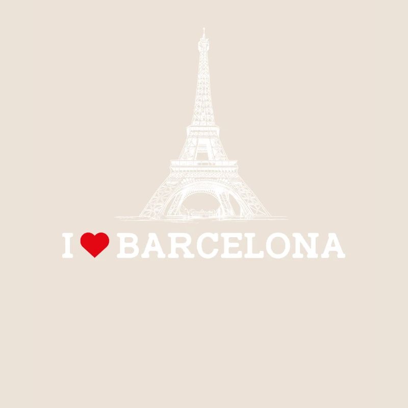 J’aime Barcelone Cool Tower Eiffel Coeur Drapeau Jeu de mots