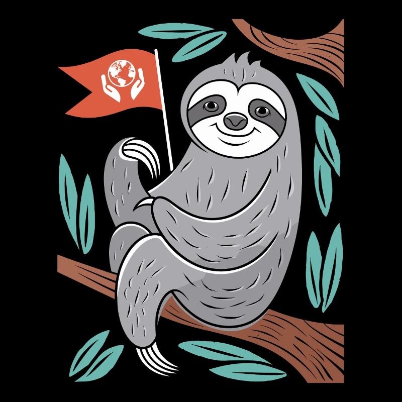 Paresseux écologiste avec drapeau de terre