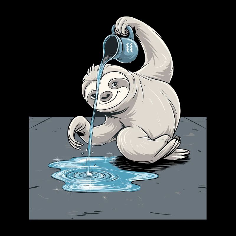 Aquarius Sloth Zodiac Illustration