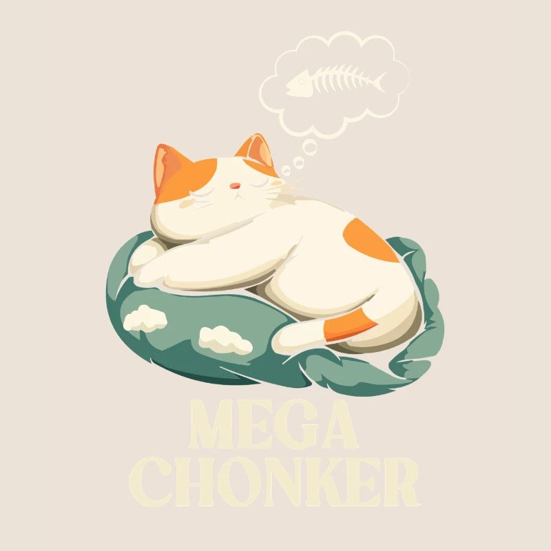 Mega Chonker Cat Thought Bubble Fish