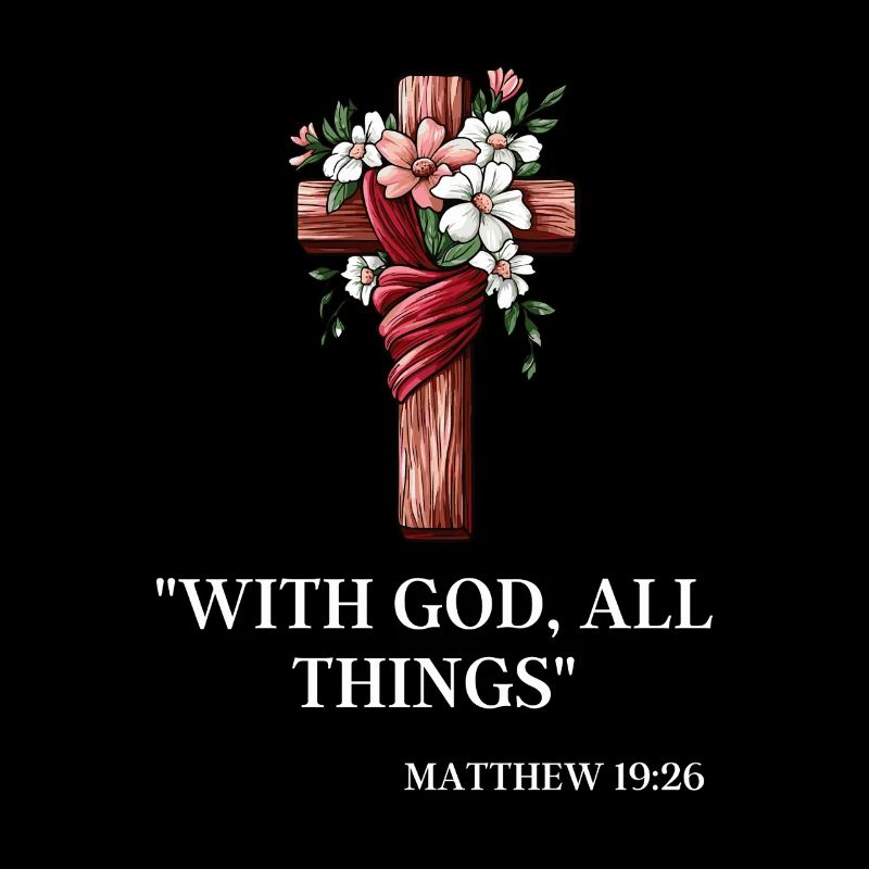 Kreuz mit Matthäus 19:26: Mit Gott sind alle Dinge