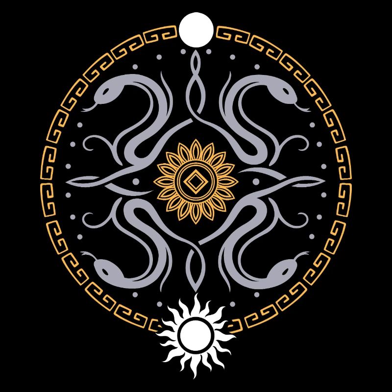 Roue serpentine avec soleil et lune