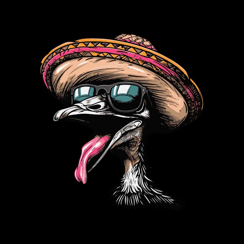 Ostrich Comic Funny Sombrero