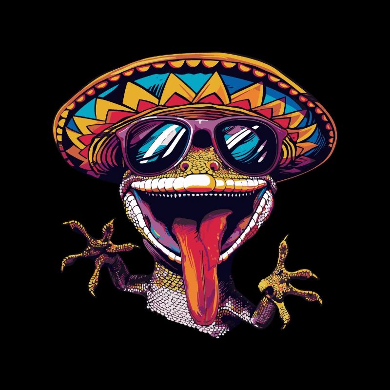 Lizard Gecko Comic Funny Sombrero