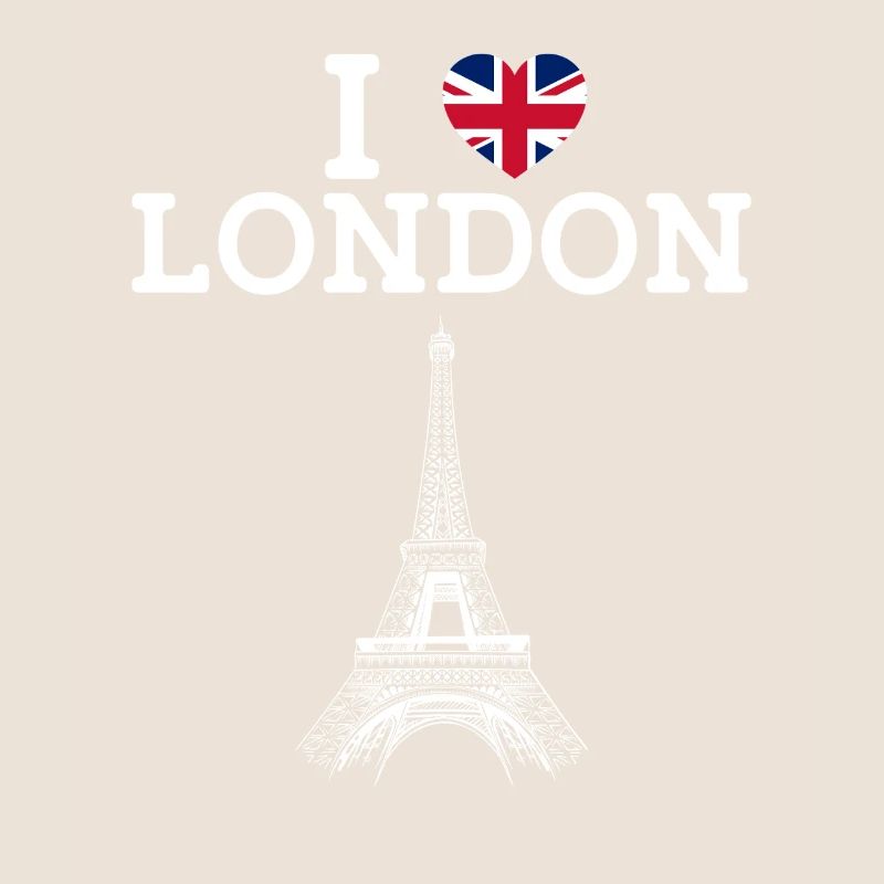 J’aime Londres Tour Eiffel Cool Heart Drapeau Angleterre