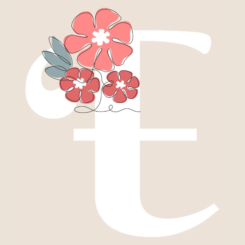 Lettre e fleurs minimalistes