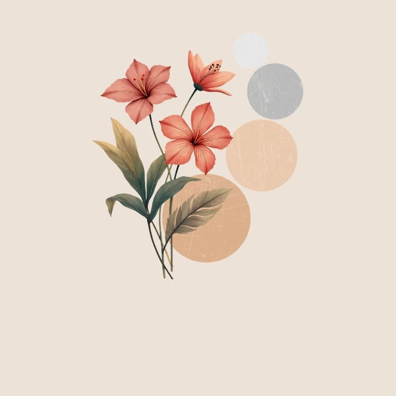 Harmonie florale avec des cercles géométriques