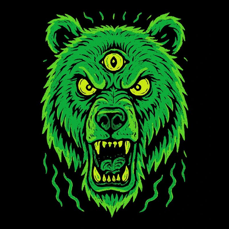 Wild bear with third eye neon style