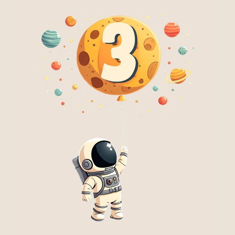 Cute Astronaut 3rd Birthday Boy Outer Space