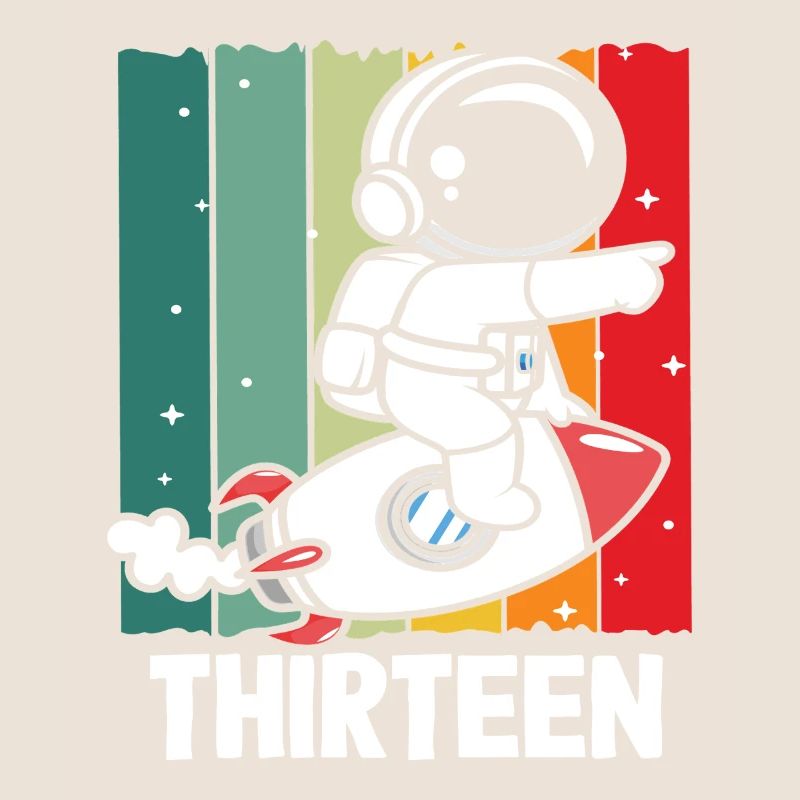 Astronaut Rocket Thirteen Retro Design