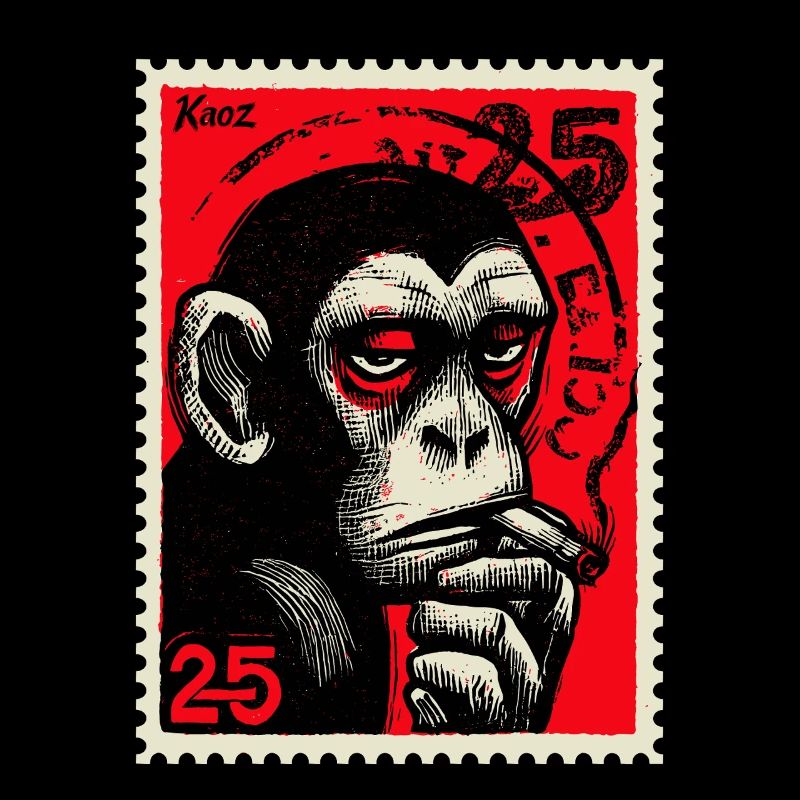 Singe cool sur timbre-poste