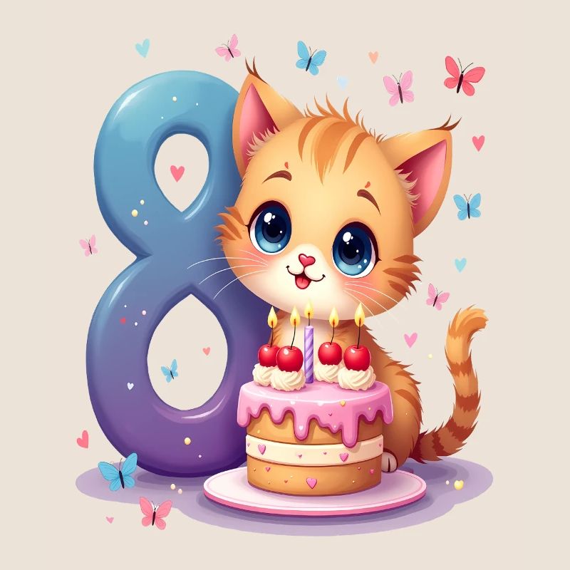 Süßes Kätzchen 8. Geburtstag Mädchen