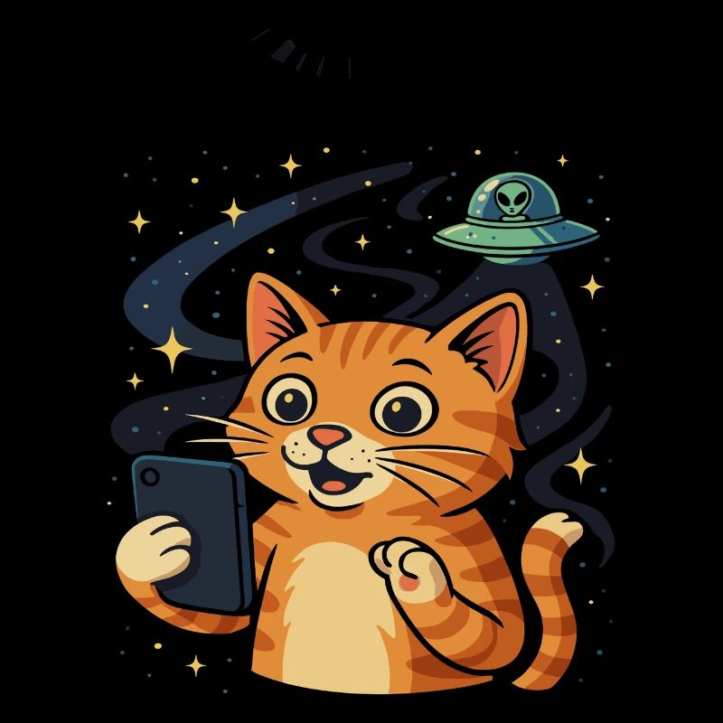 Weltraum Katze mit Alien UFO