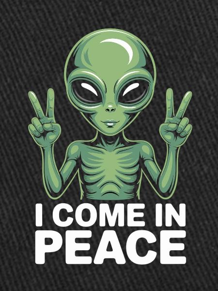 Alien mit Friedenszeichen