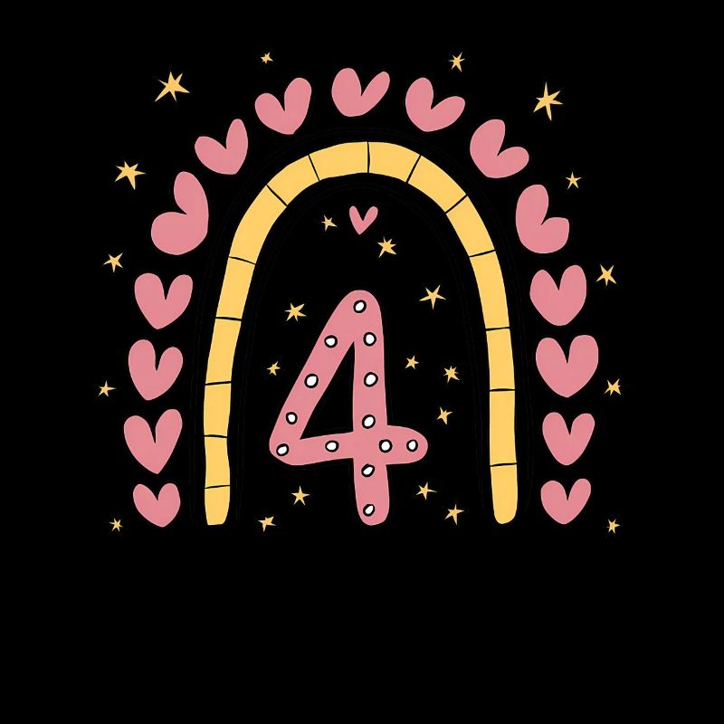 Coeur mignon 4e anniversaire et design arc-en-ciel