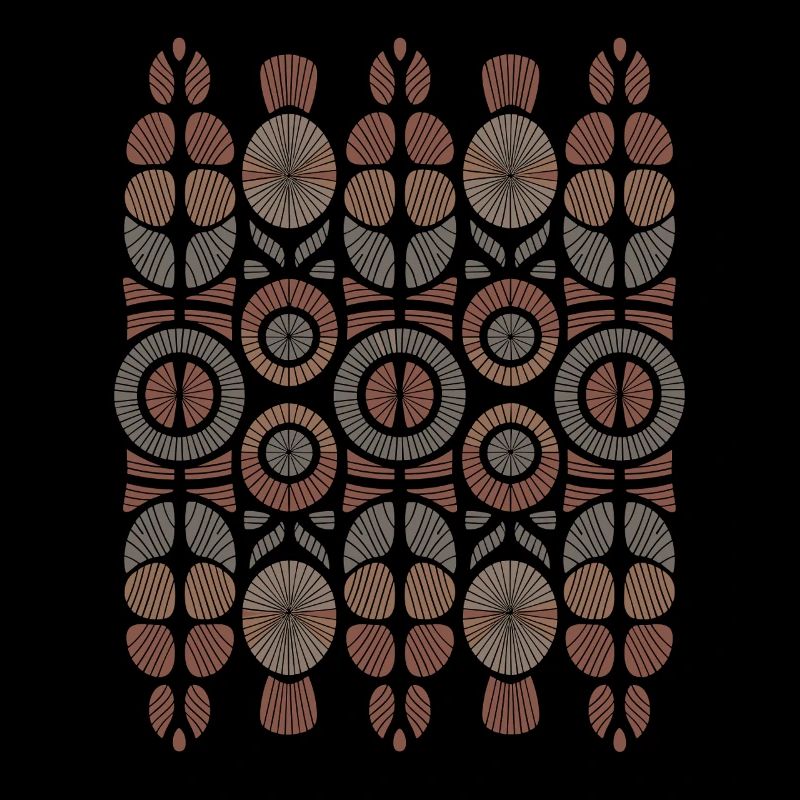 African Boho Pattern Circles and Leaves