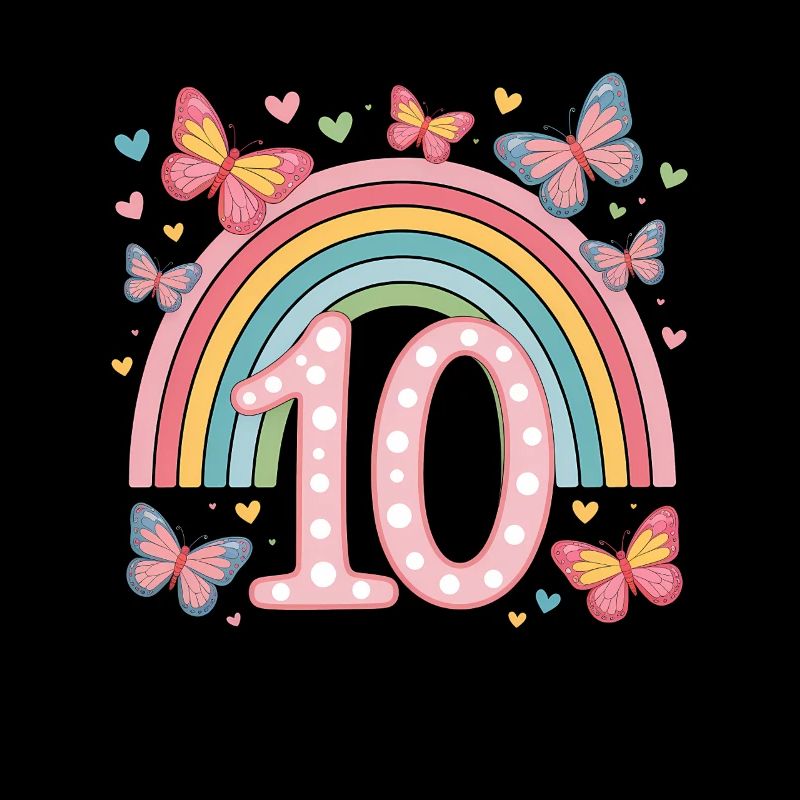 Regenbogen Schmetterling 10. Geburtstag Mädchen