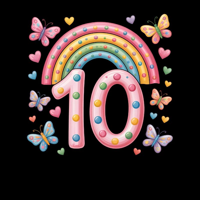 Regenbogen Schmetterling 10. Geburtstag Mädchen