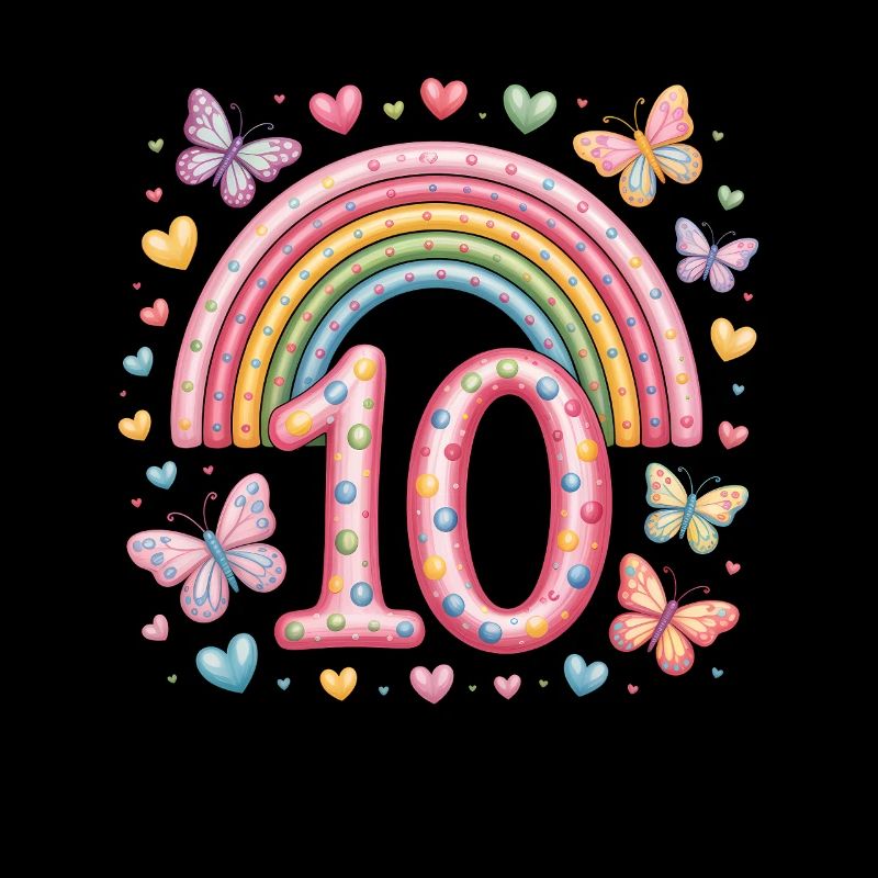 Regenbogen Schmetterling 10. Geburtstag Mädchen