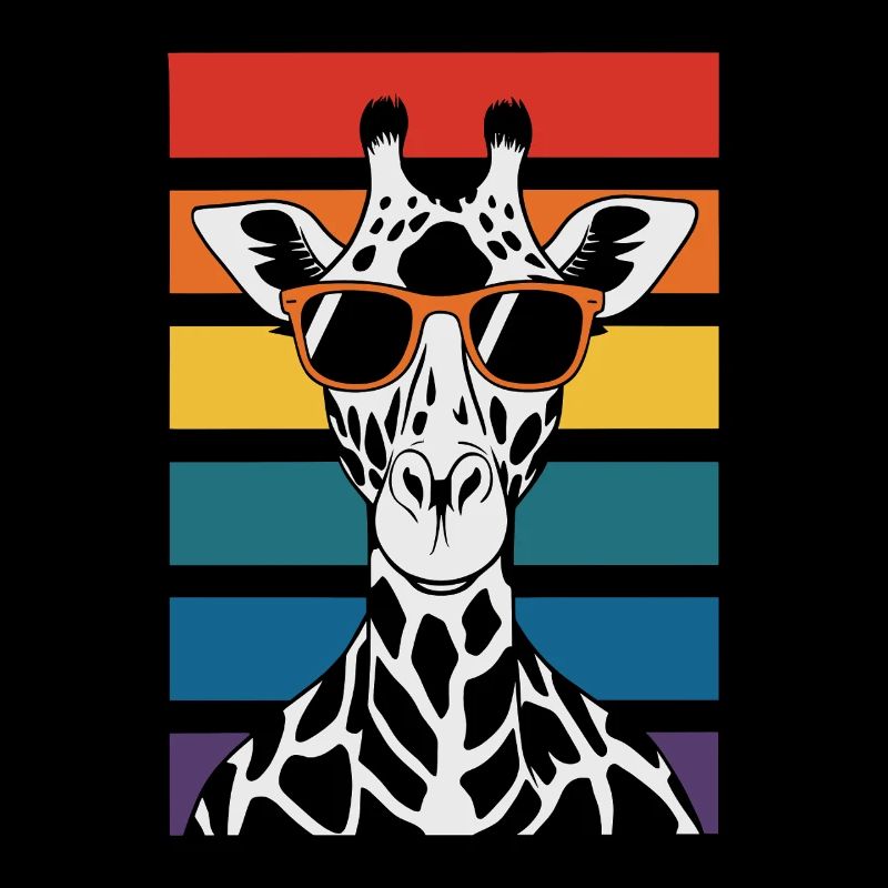 Girafe avec lunettes de soleil coucher de soleil