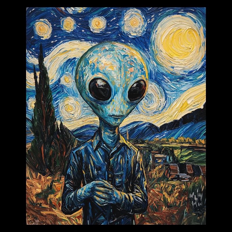 Alien nuit étoilée style van gogh