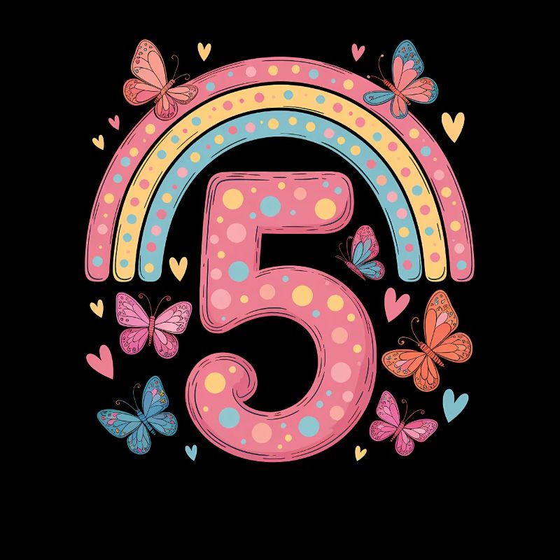 Regenbogen Schmetterling 5. Geburtstag Mädchen