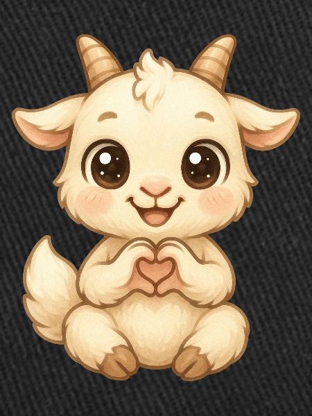 Cute goat with heart hands