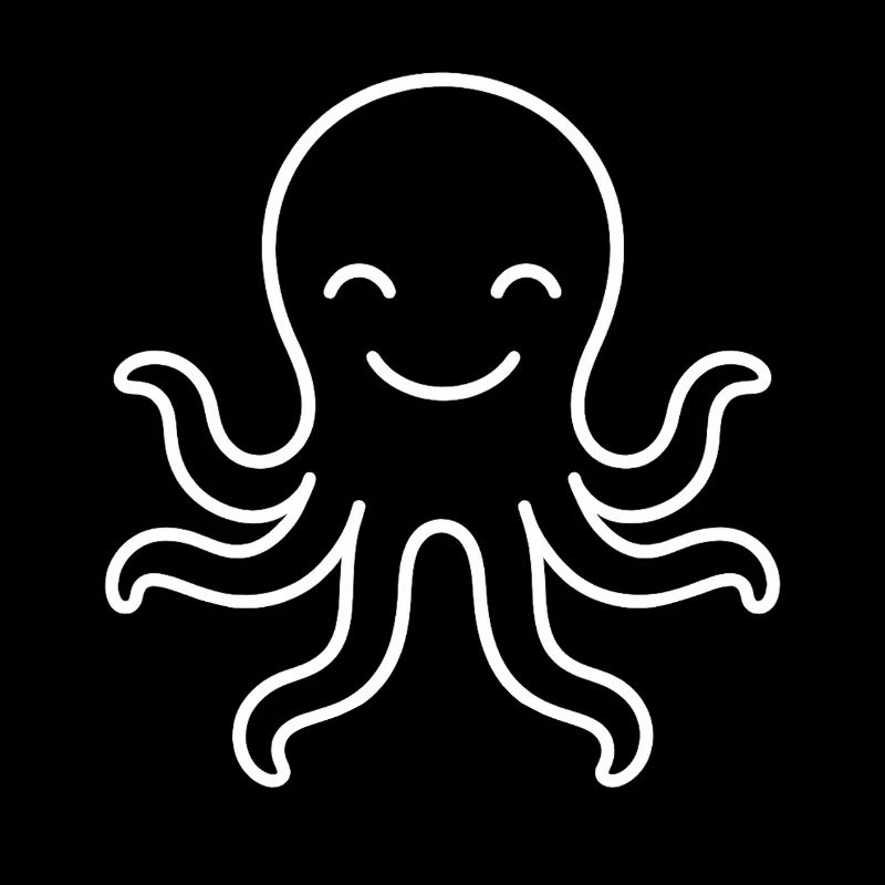Kawaii Line Octopus Silhouette