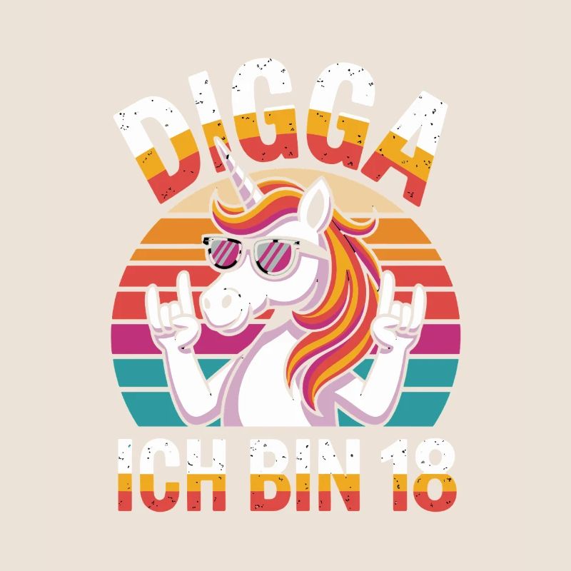  Digga Ich Bin 18 Einhorn Retro Geburtstag Spruch