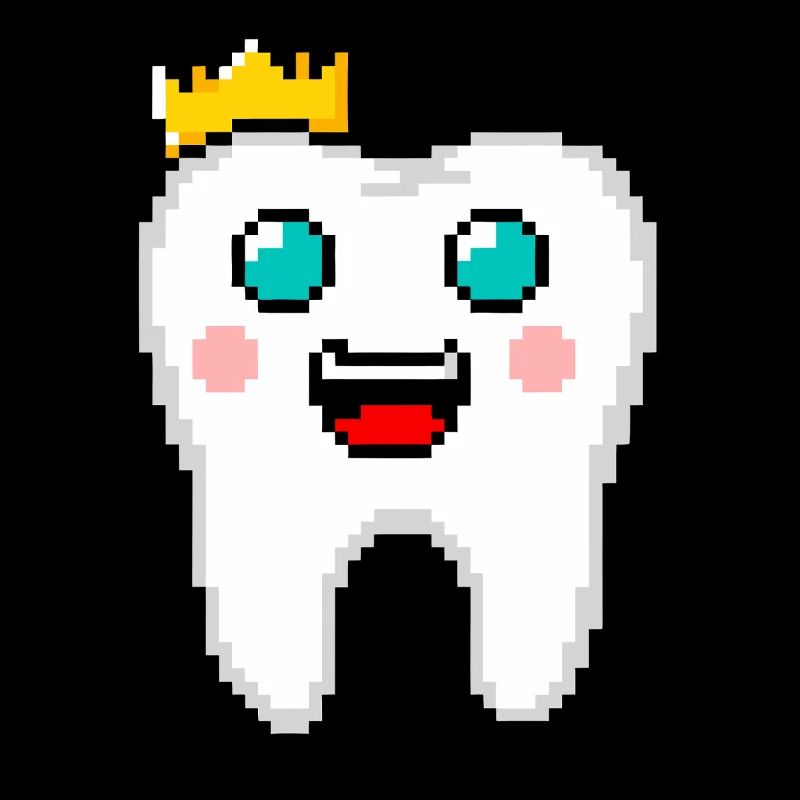 Royal Tooth with Crown Pixel Art