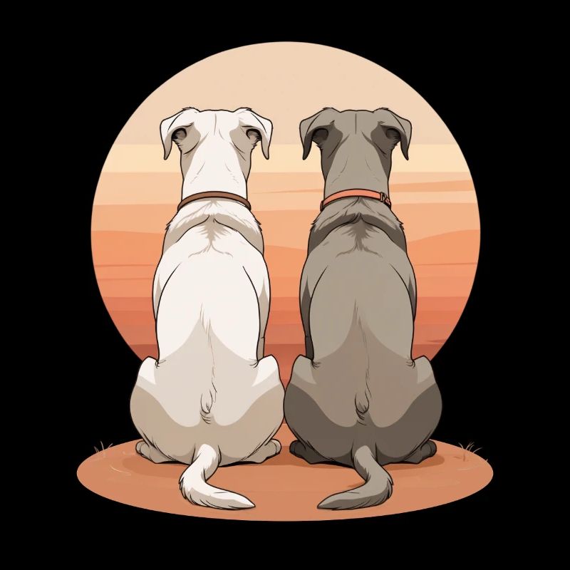 Deux chiens au coucher du soleil