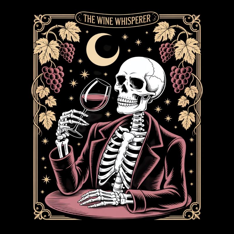 The Wine Whisperer Skeleton Wine Moon Grapes