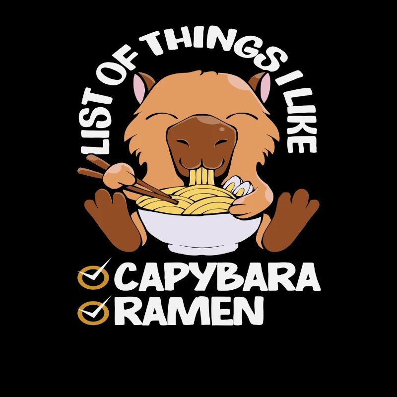 J’aime les ramen capybaras, mignons, drôles