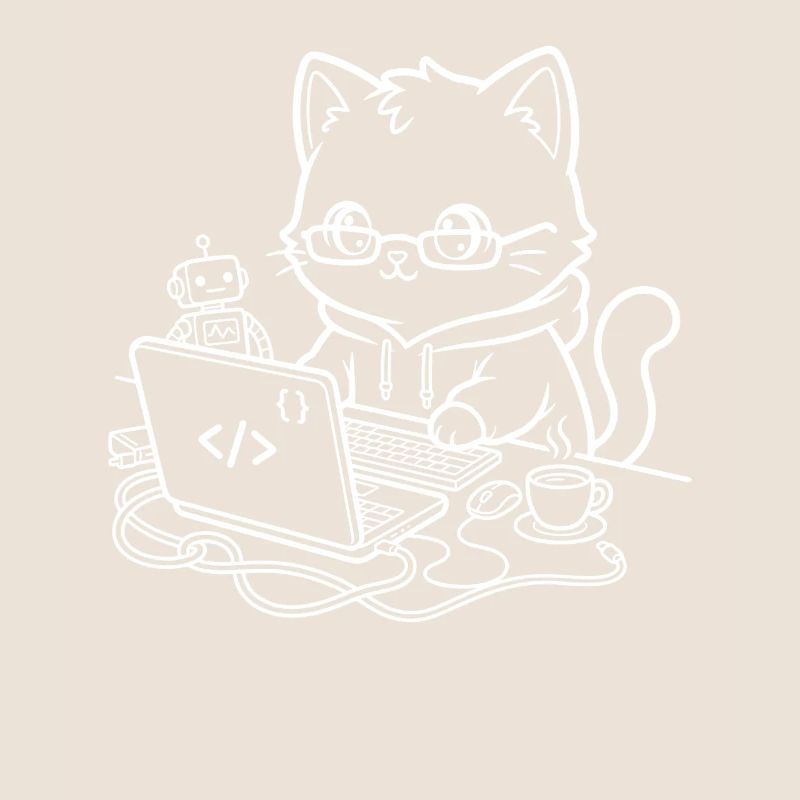 Coder Kawaii Katze Programmierer