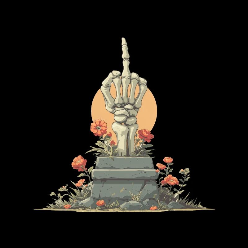 Skeleton Hand Stele with Flowers