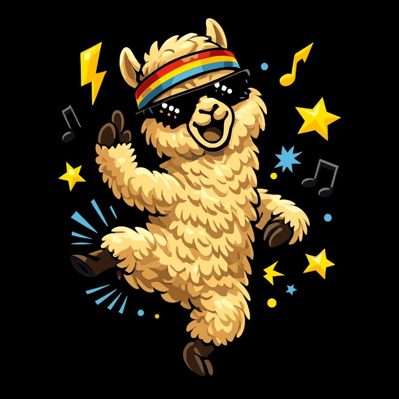 Dancing alpaca with sunglasses and beats