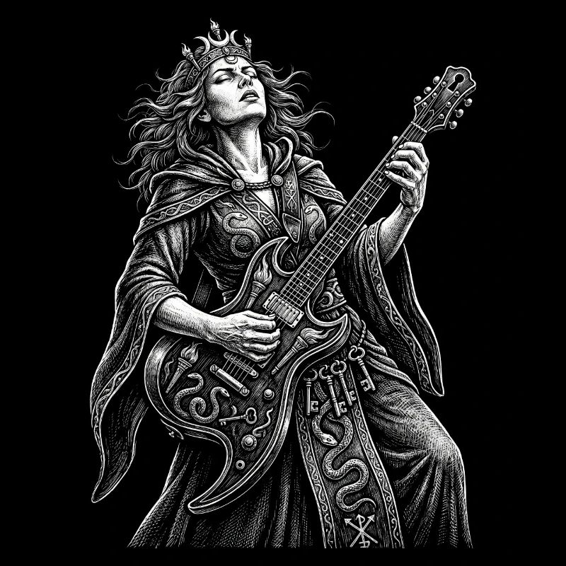 Hécate joue de la guitare