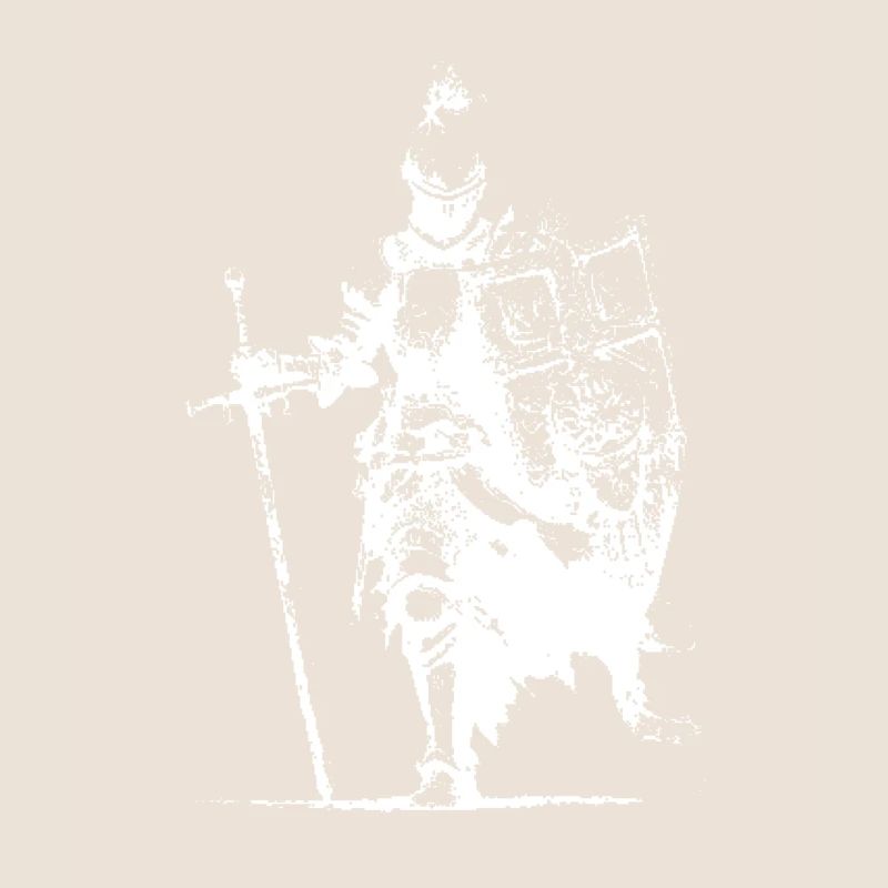 Silhouette de chevalier avec bannière et épée