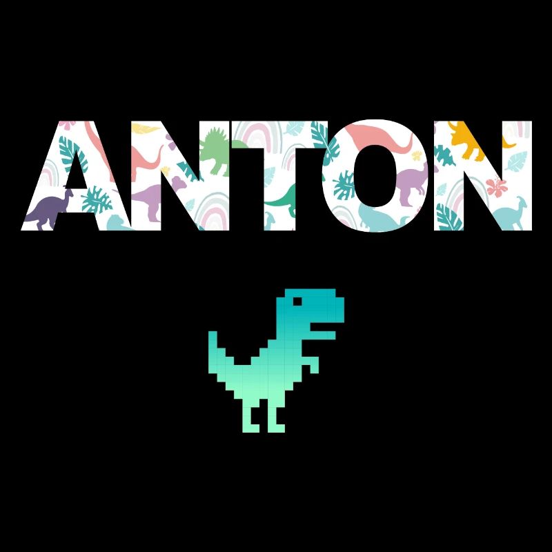 ANTON - Beautiful boy name with dinosaur