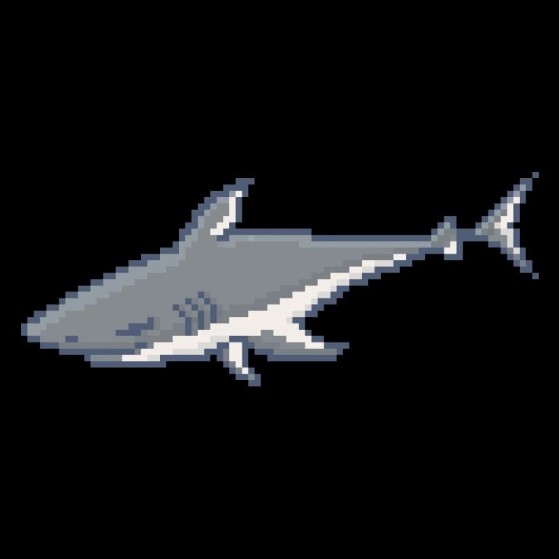 Rétro Pixel Grand Requin Blanc