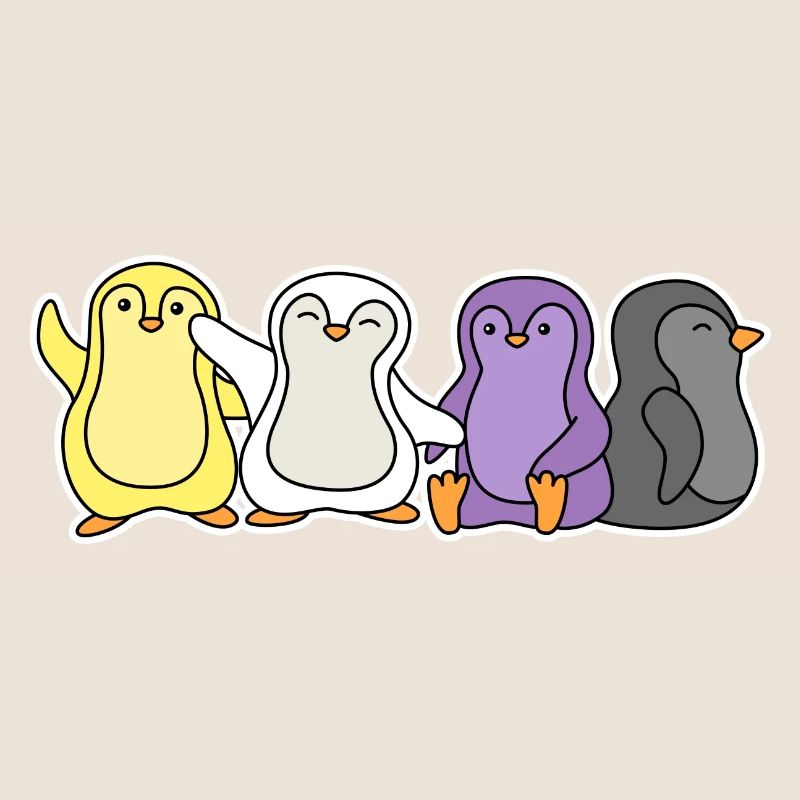 Conception de pingouin drapeau non binaire pour Enbys