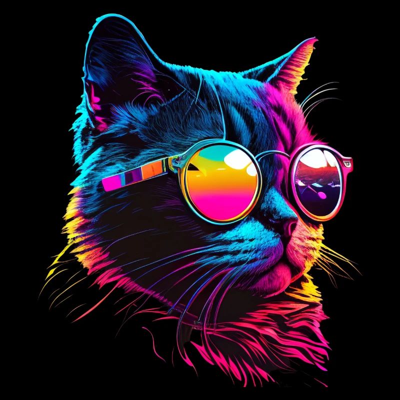 Cat Vaporwave Esthétique Rétro