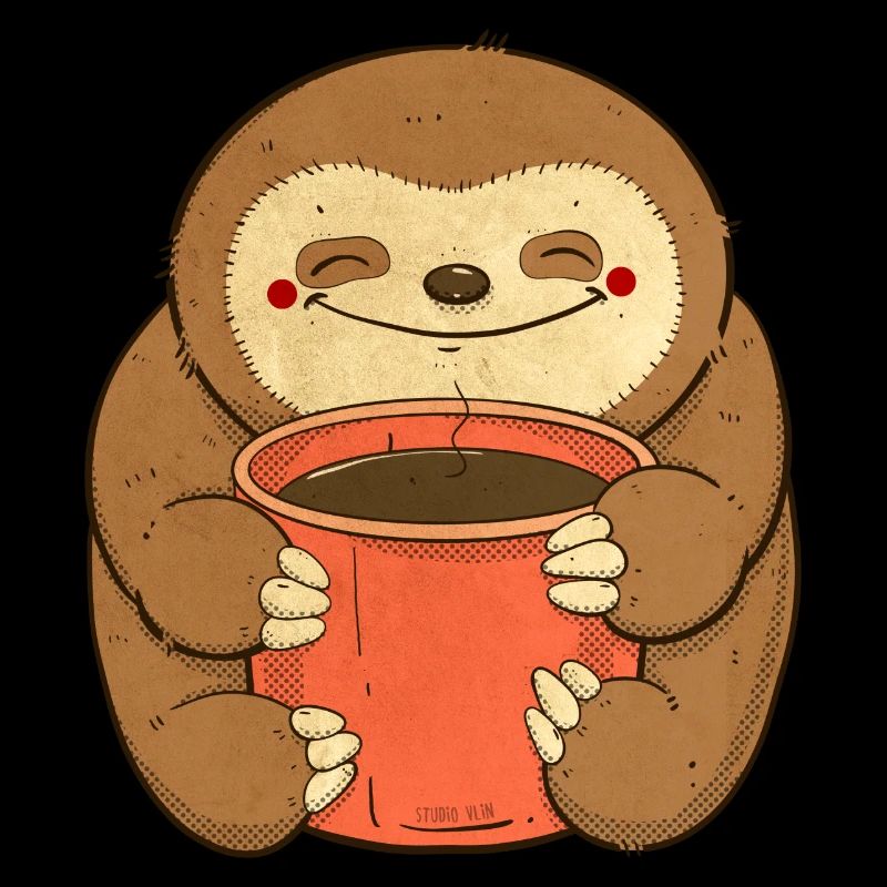 Faultier mit Kaffee