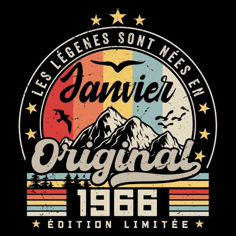 Janvier 1966 Vintage Rétro Anniversaire 1966