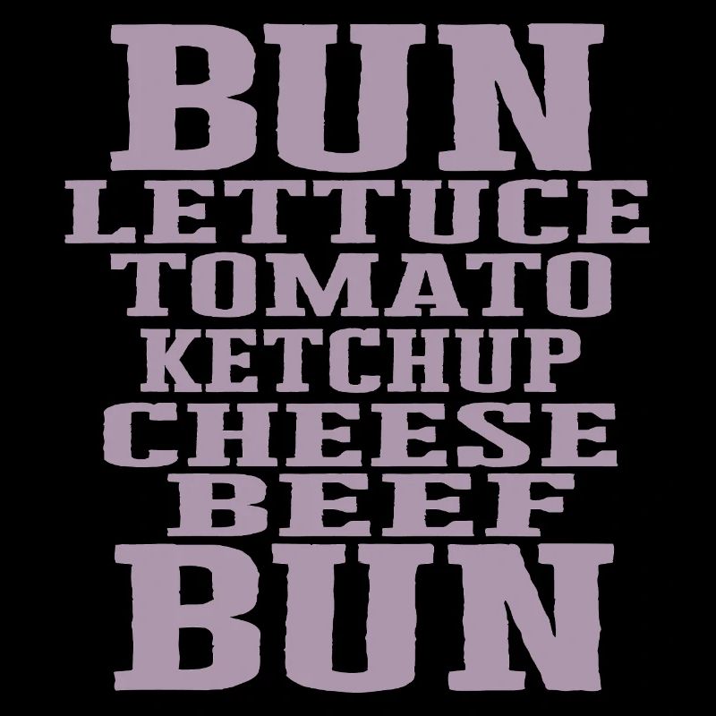 Burger Ingrédients Typographie Construction du cheeseburger
