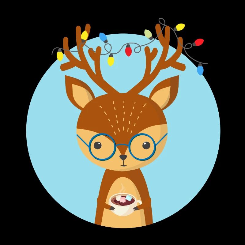Cerf de Noël et une tasse de cacao