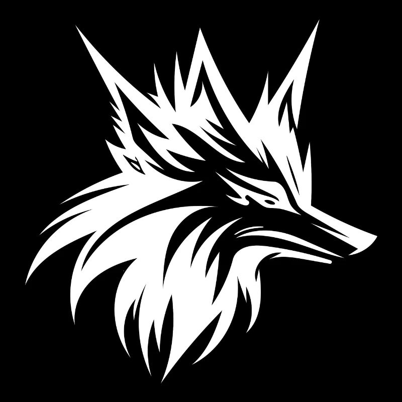 Wild Wolf Head Tattoo Style Portrait