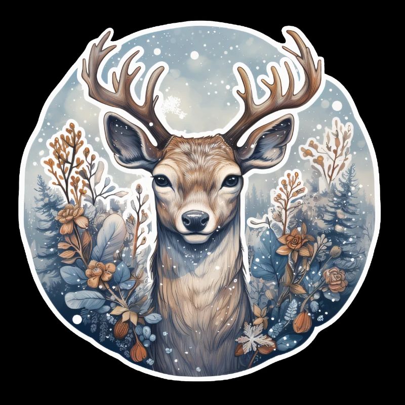 Paysage d’hiver avec des cerfs